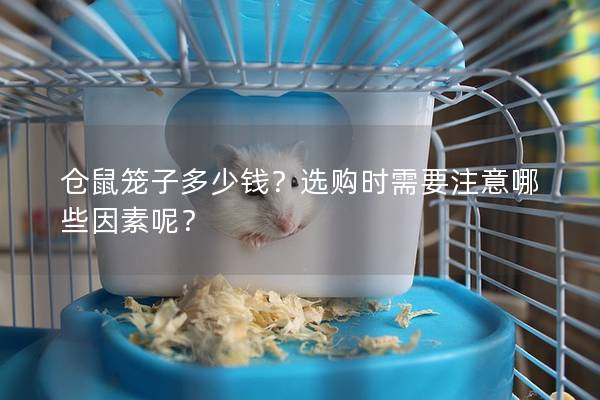 仓鼠笼子多少钱？选购时需要注意哪些因素呢？